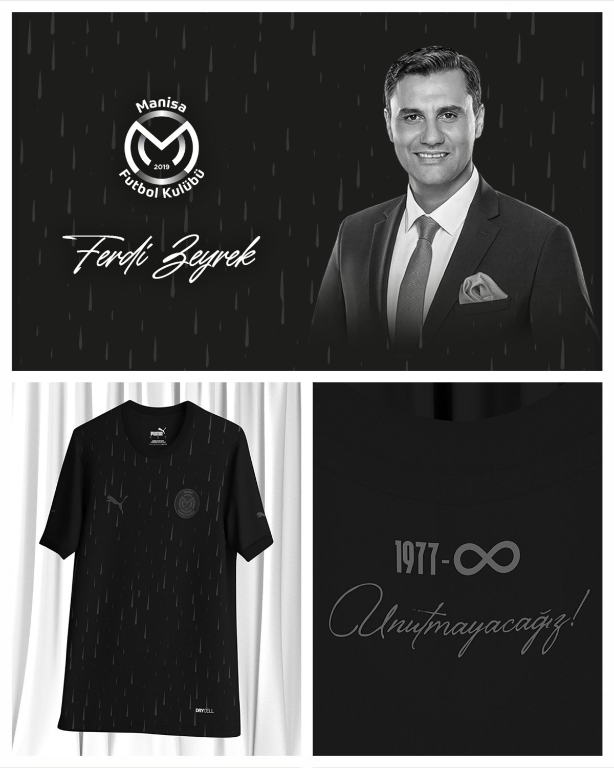 Manisa FK'den Ferdi Zeyrek için 'yas' forması